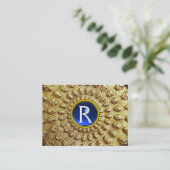 GOLD THRACIAN DISK MONOGRAM Blue Saphire Gem Visitenkarte (Stehend Vorderseite)
