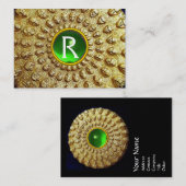 GOLD THRACIAN DISK MONOGRAM Green Emerald Gem Visitenkarte (Vorne/Hinten)