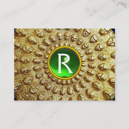GOLD THRACIAN DISK MONOGRAM Green Emerald Gem Visitenkarte (Vorderseite)