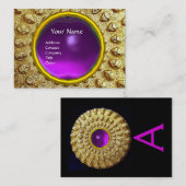 GOLD THRACIAN DISK MONOGRAM Lila Amethyst Gem Visitenkarte (Vorne/Hinten)