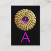 GOLD THRACIAN DISK MONOGRAM Lila Amethyst Gem Visitenkarte (Rückseite)