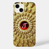 GOLD THRACIAN DISK MONOGRAM Red Ruby Gem Case-Mate iPhone Hülle (Rückseite)