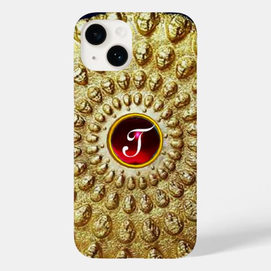 GOLD THRACIAN DISK MONOGRAM Red Ruby Gem Case-Mate iPhone Hülle (Rückseite)