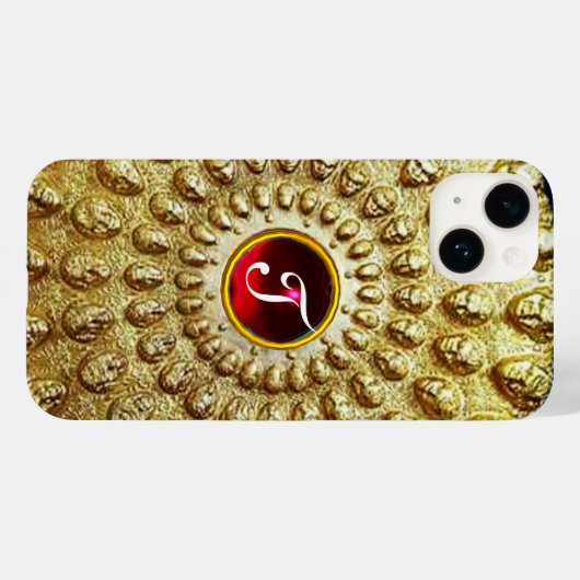 GOLD THRACIAN DISK MONOGRAM Red Ruby Gem Case-Mate iPhone Hülle (Rückseite (Horizontal))