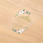 Gold Tiara Blush Blume Quinceañera Acryleinladungen (Ablage )