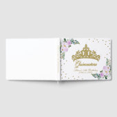 Gold Tiara Blush Lila Lilac Floral Quinceanera Gästebuch (Voll)