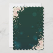 Gold Tiara, Boho Blume Green Quinceañera Einladung (Rückseite)
