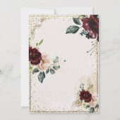 Gold Tiara,Burgundy Flowers 35th Birthday Einladung (Rückseite)