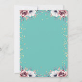 Gold Tiara, Diamanten Blume Minze Grün Quinceañera Einladung (Rückseite)