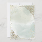 Gold Tiara, Diamonds Watercolor Green Quinceañera Einladung (Rückseite)