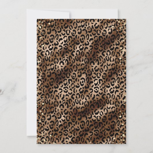 Gold Tiara, Dress Leopard Print Quinceañera Einladung (Rückseite)