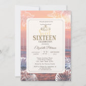 Gold Tiara Glitzer Bokeh Ombre Sweet 16 Party Invi Einladung (Vorderseite)