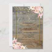 Gold Tiara, Goldrahmen, Blumenholz Quinceañera Einladung (Vorderseite)