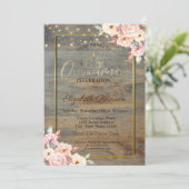 Gold Tiara, Goldrahmen, Blumenholz Quinceañera Einladung (Stehend Vorderseite)