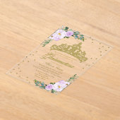 Gold Tiara Lilac Blume Quinceañera Acryleinladungen (Ablage )