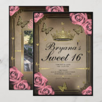 Gold Tiara Schmetterlinge Rosen Sweet 16 Foto