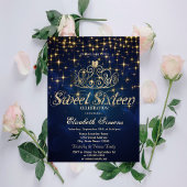 Gold Tiara Stars Princess Navy Blue Sweet 16 Einladung