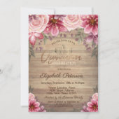 Gold Tiara, String Lights Blume Wood Quinceañera Einladung (Vorderseite)