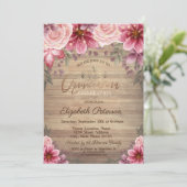 Gold Tiara, String Lights Blume Wood Quinceañera Einladung (Stehend Vorderseite)