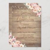 Gold Tiara, String Lights Blumenholz Quinceañera Einladung (Vorne/Hinten)