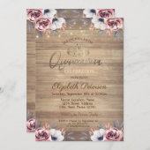 Gold Tiara, String Lights Rose Wood Quinceañera Einladung (Vorne/Hinten)