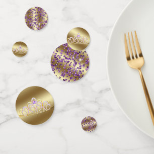 Gold Tiara und Amethyst Hearts Glitzer Konfetti