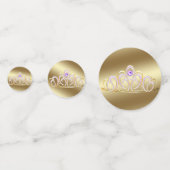 Gold Tiara und Amethyst Hearts Glitzer Konfetti (Rückseiten)
