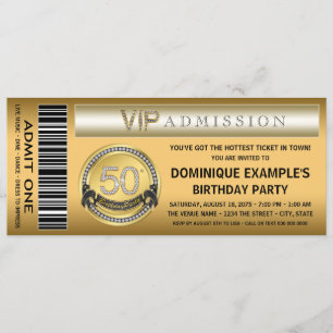 Gold Ticket Nummer Geburtstagspartei Einladung