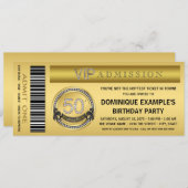 Gold Ticket VIP 50. Geburtstagsparty Einladung (Vorne/Hinten)