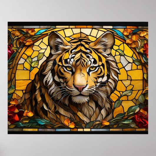 *~* Gold TIGER 5:4 AP68 Fantasy-Hartglas Poster (Vorne)