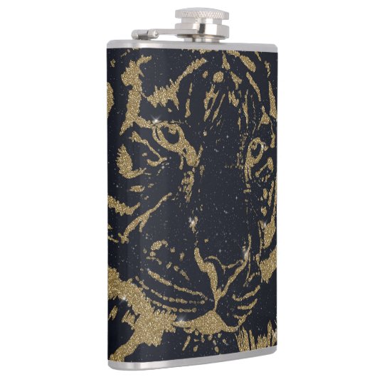 Gold Tiger Black Design Flachmann (Rechts)