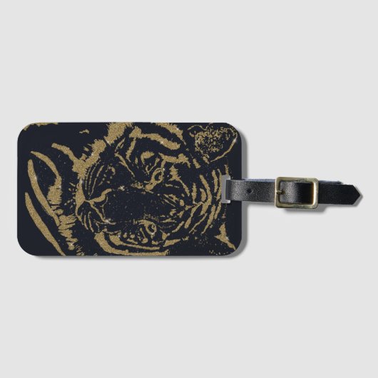 Gold Tiger Black Design Gepäckanhänger (Vorderseite (Horizontal))