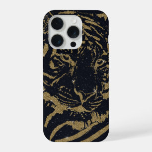 Gold Tiger Black Design iPhone 15 Pro Hülle