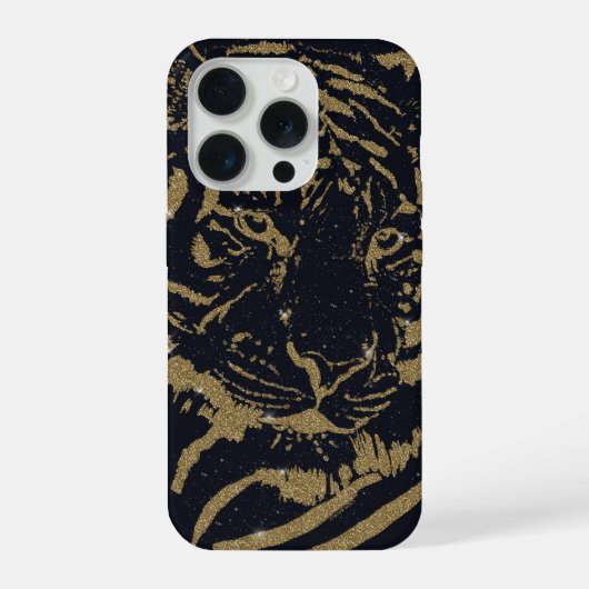 Gold Tiger Black Design iPhone Hülle (Rückseite)