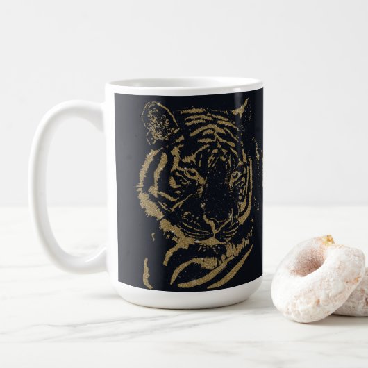 Gold Tiger Black Design Kaffeetasse (Mit Donut)