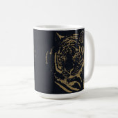 Gold Tiger Black Design Kaffeetasse (VorderseiteRechts)