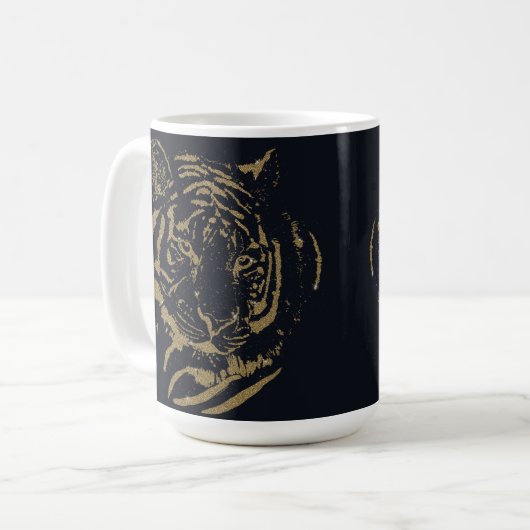 Gold Tiger Black Design Kaffeetasse (Vorderseite Links)