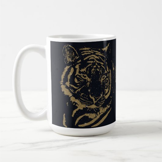 Gold Tiger Black Design Kaffeetasse (Links)