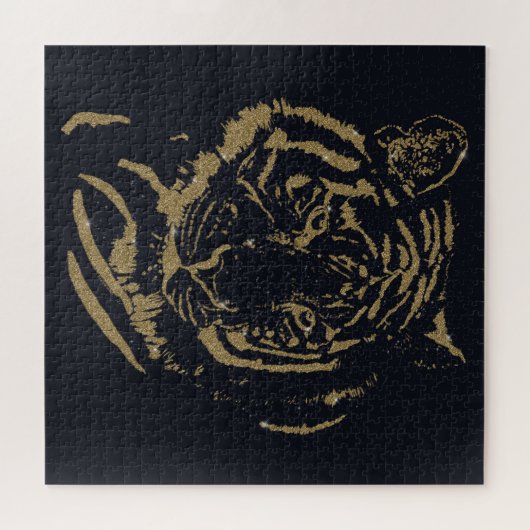 Gold Tiger Black Design Puzzle (Horizontal)