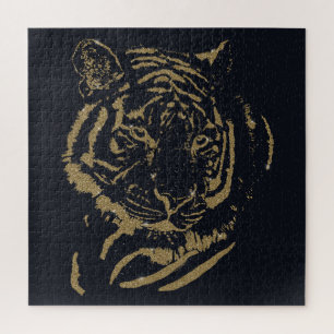 Gold Tiger Black Design Puzzle