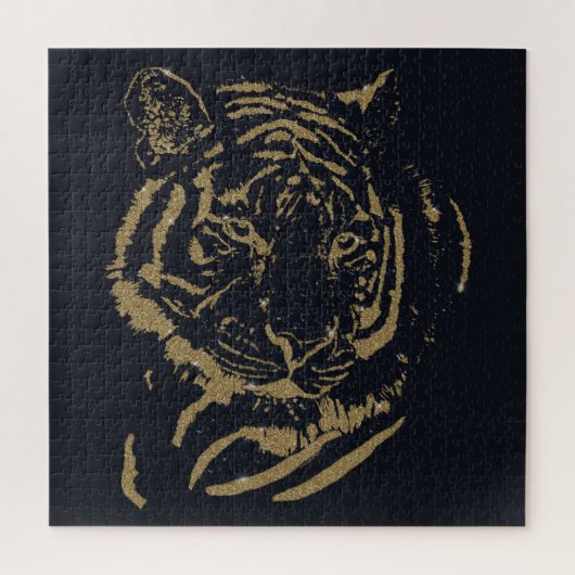 Gold Tiger Black Design Puzzle (Vertikal)