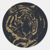 Gold Tiger Black Design Runder Aufkleber (Vorderseite)