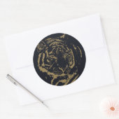 Gold Tiger Black Design Runder Aufkleber (Umschlag)