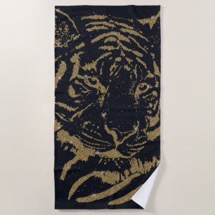 Gold Tiger Black Design Strandtuch
