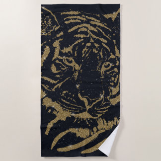 Gold Tiger Black Design Strandtuch