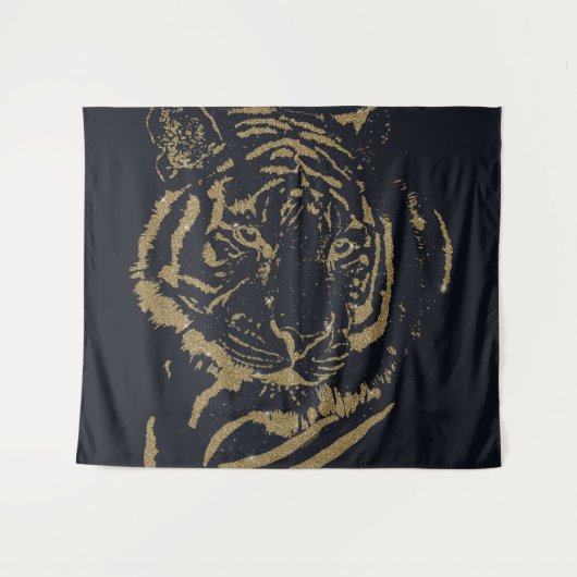 Gold Tiger Black Design Wandteppich (Vorderseite (Horizontal))