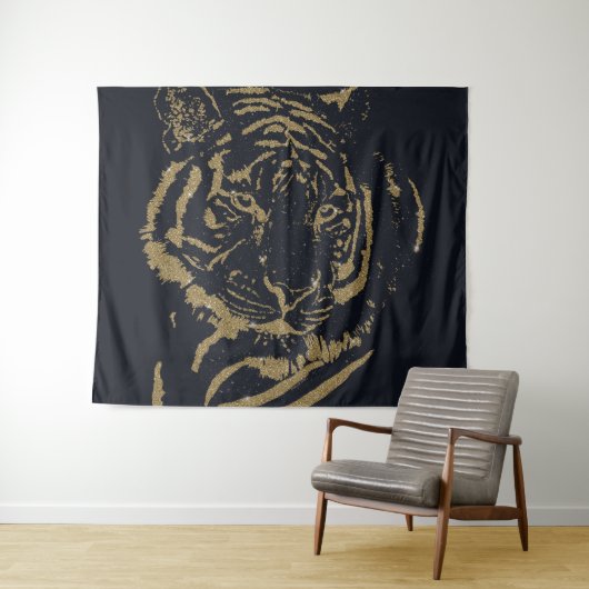 Gold Tiger Black Design Wandteppich (Beispiel (Horizontal))