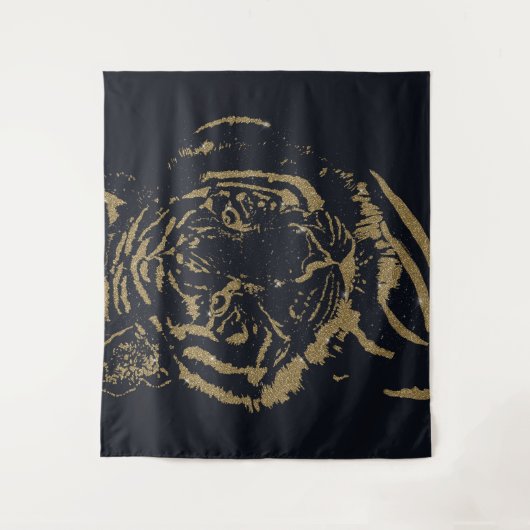 Gold Tiger Black Design Wandteppich (Vorderseite)