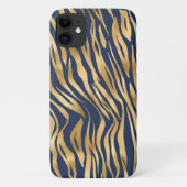 Gold Tiger Navy Blue Elegant Chic Stilvoll Case-Mate iPhone Hülle (Rückseite)