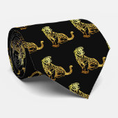 Gold Tiger Papercut Chinesisch Neujahr Zodiac Blac Krawatte (Gerollt)